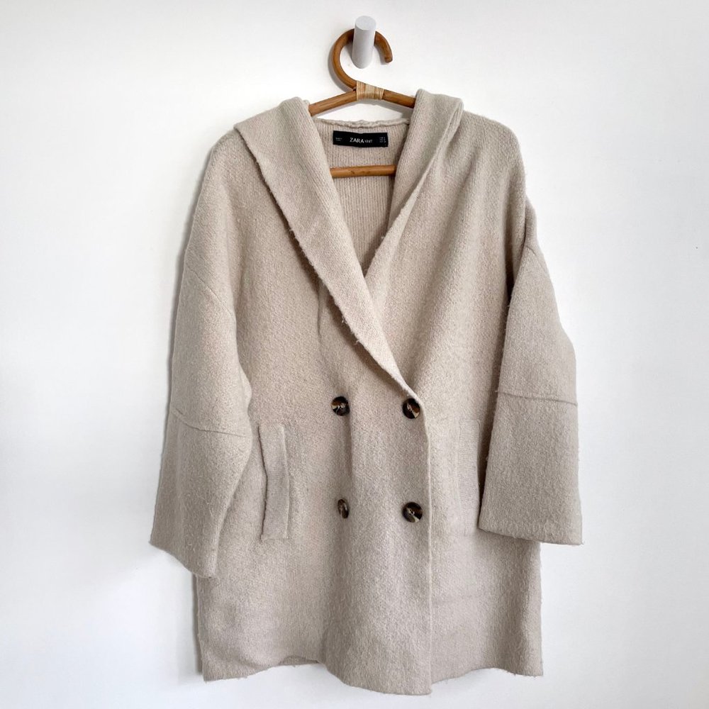 Zara Knit Cream Coat Cardigan Small